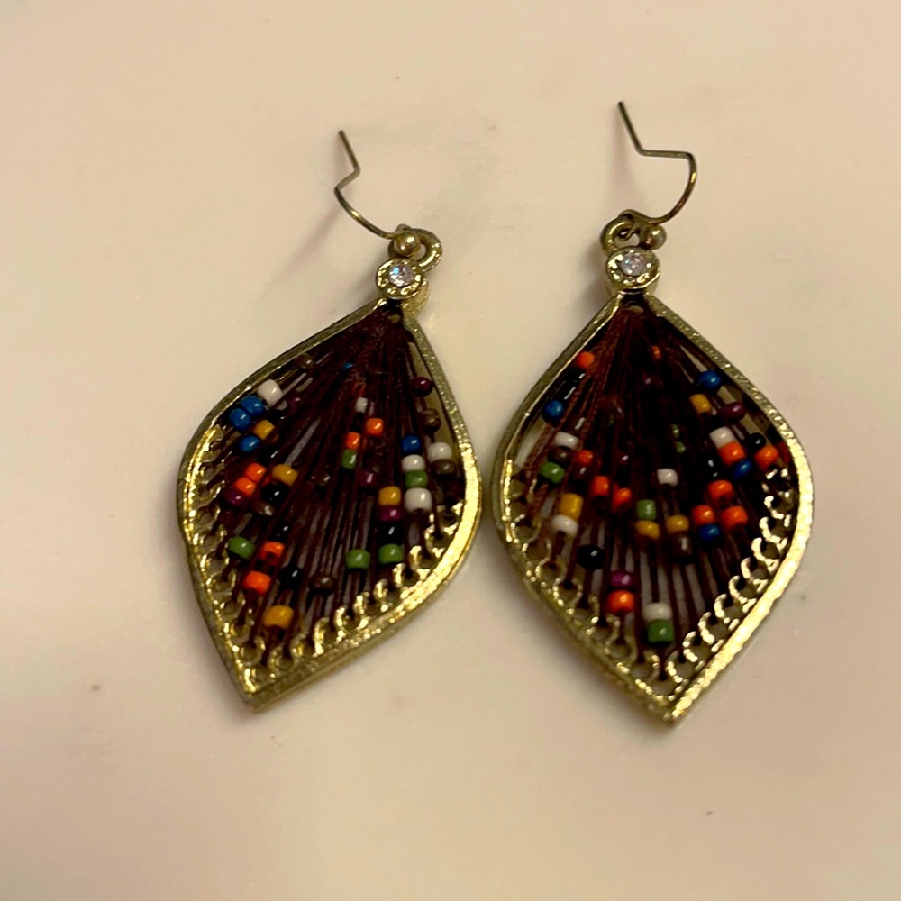 Earth Tones Harp Earring